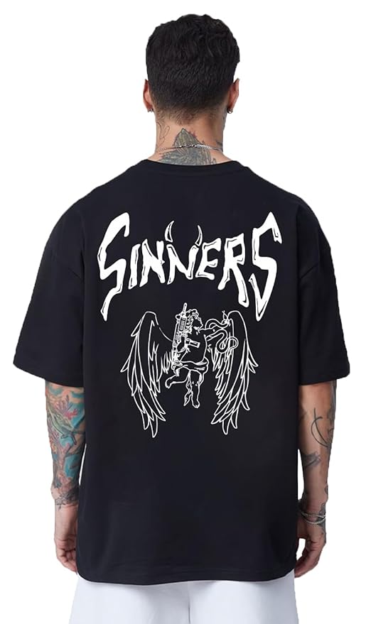 Urban Looms Mens Solid Dotted Unique Design Oversized Tshirt for Men - Round Nerck Loose Fit  Mens T-Shirt