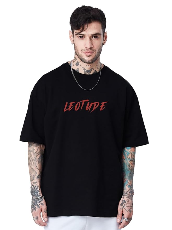 Urban Looms Mens Solid Dotted Unique Design Oversized Tshirt for Men - Round Nerck Loose Fit  Mens T-Shirt