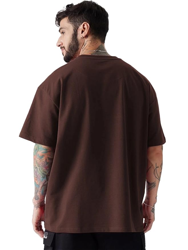 Urban Looms Casual Printed Oversized Tshirt for Man (Color Brown)