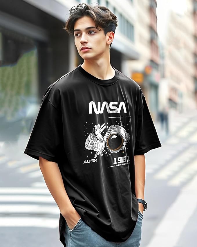 Urban looms Mens Oversized Half Sleeve Printed T-Shirt for Men