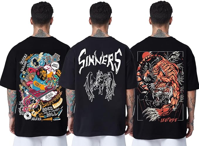 Urban Looms Mens Solid Dotted Unique Design Oversized Tshirt for Men - Round Nerck Loose Fit  Mens T-Shirt