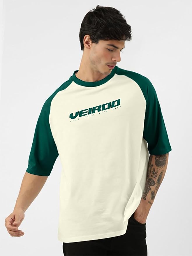 Urban Looms Cotton T-Shirt for Men (Colors: White & green)